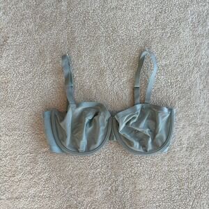 CUUP The Balconette Bra 38F Seafoam Green Teal Light Blue Mesh Underwire